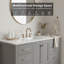 Ensemble de meuble-lavabo simple 60 po avec lavabo intégré, structure en bois massif, tiroirs à fermeture en douceur et armoire de rangement, conception autoportante moderne (gris)-2135873757