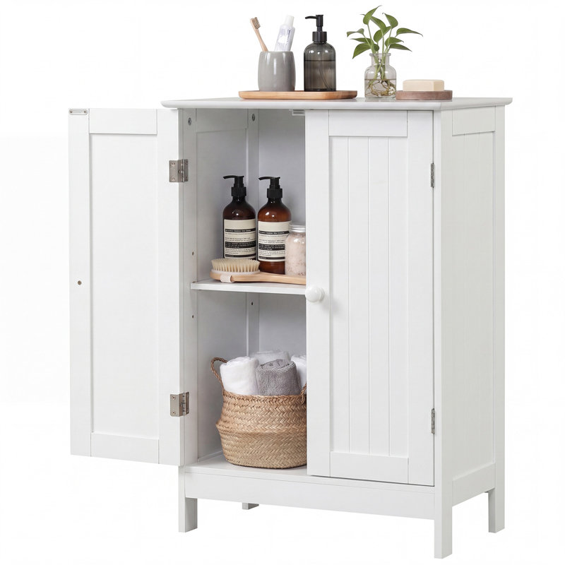 Armoire de salle de bain autoportante l 24 po x H 34,5 po x P 14 po, Blanc