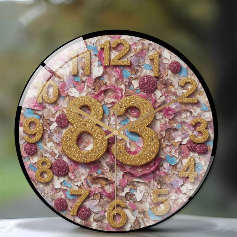 Horloge murale 12 po Golden Glitter