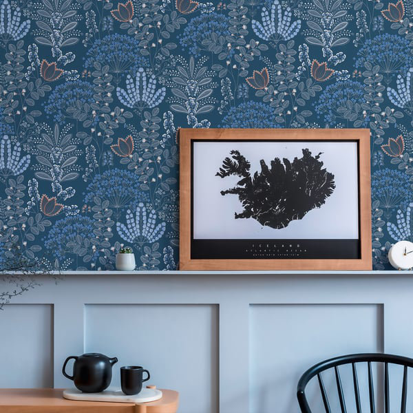 Flourish 10.05m x 53cm Wallpaper Roll, Blue