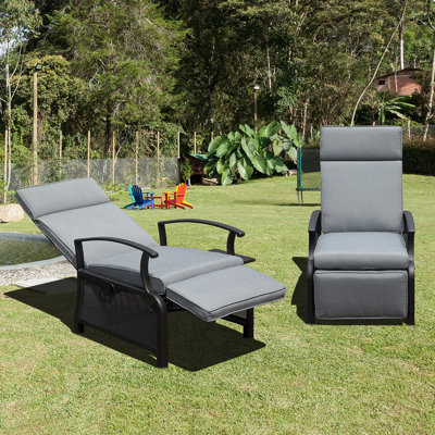 Chaise longue d'extérieur réglable en métal avec chaise inclinable