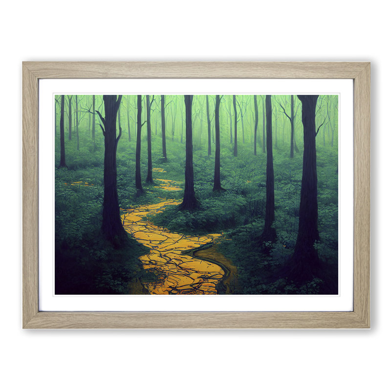Spring Forest Path - Framed Print, 34cm H x 46cm W x 2cm D, Oak