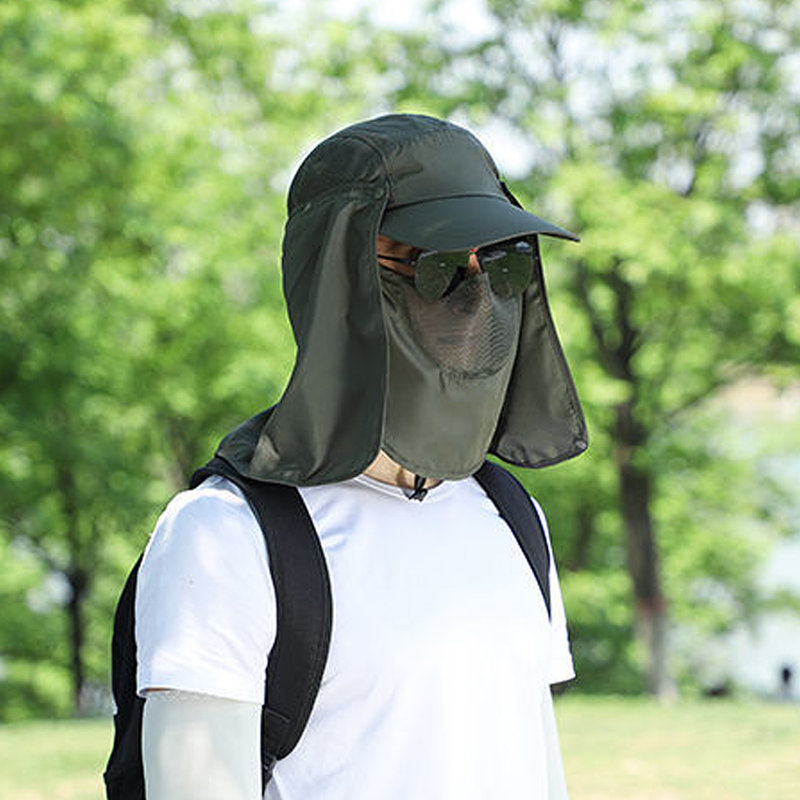 Chapeau de pêche Sun détachable avec protection UV 50+, Vert