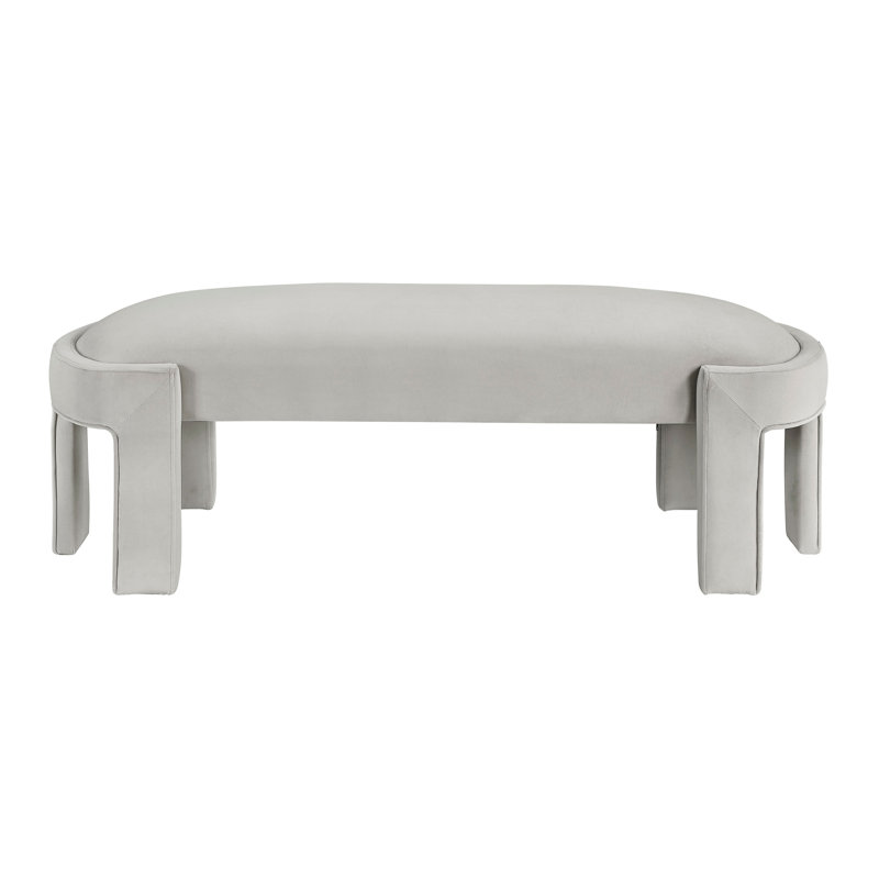 Fashion - Conscious Taupe Velvet Fabric Bench, Plywood Frame, High Density Foam Seat, 300lbs Load For Home Interior Decor Modern Upholstered Cushion, Weight Support Entrance