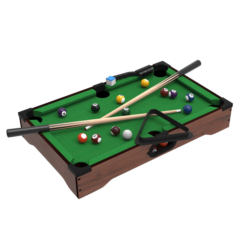Mini Pool Table - 20-Inch Portable Tabletop Billiards Game With Cue Balls, Sticks, Chalk, Brush, And Triangle Rack - Table Games