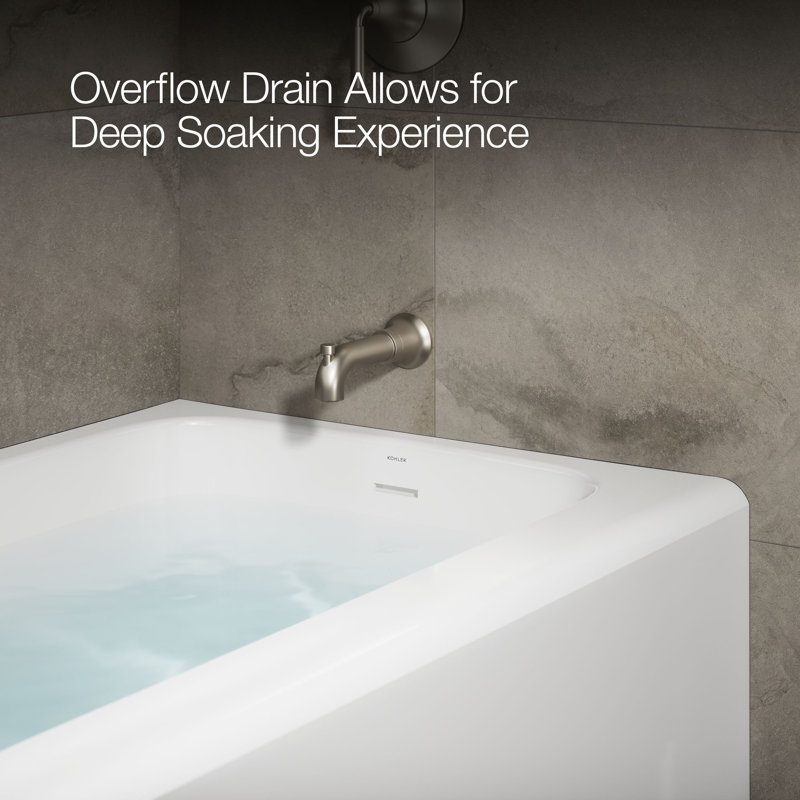 Avec 60 In. X 32 In. Alcove Bath, Right Drain, White, Right