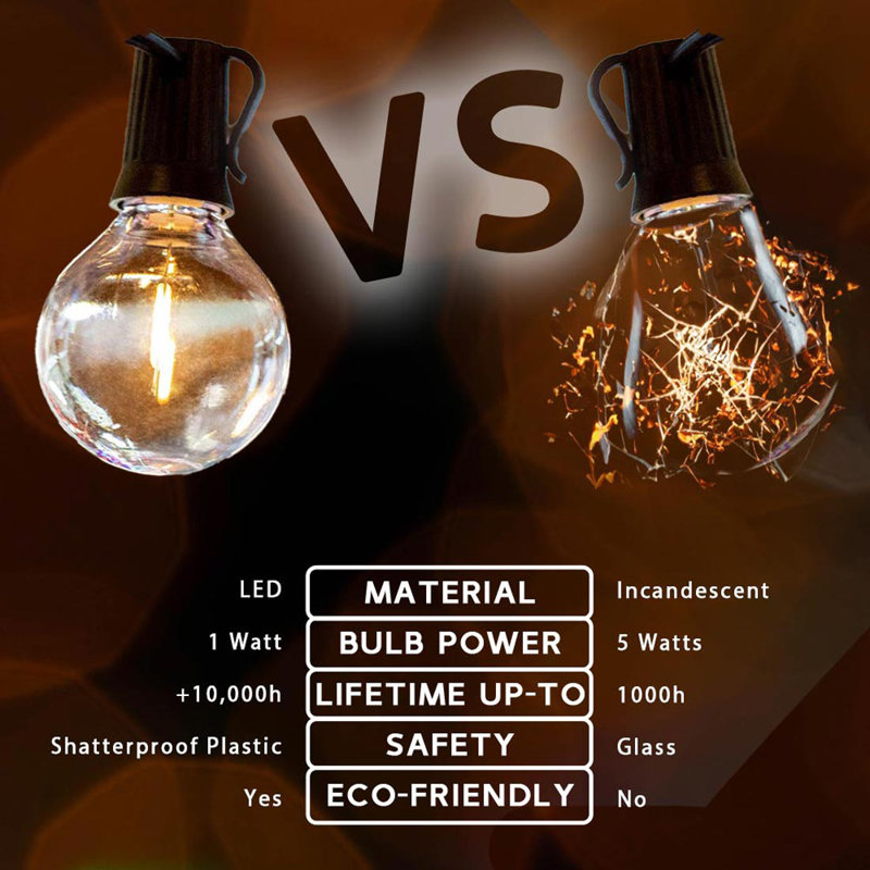 Doyne 25'' Outdoor LED 25 - Bulb Globe String Light (End to End Connectable), Black