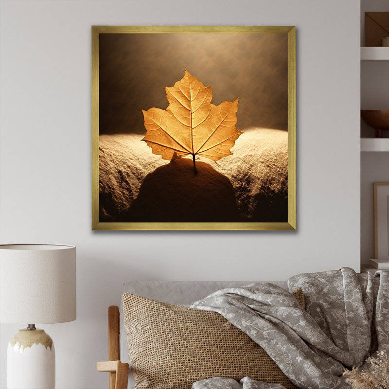 Feuille de bronze dévoilée sur toile, H 24 po x l 24 po x P 1 po, Cadre doré simple