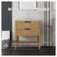 Meuble-lavabo sur pied de 91 cm (36 po) avec lavabo, tiroir à fermeture amortie, plateau en marbre reconstitué blanc de Carrare et finition chêne.