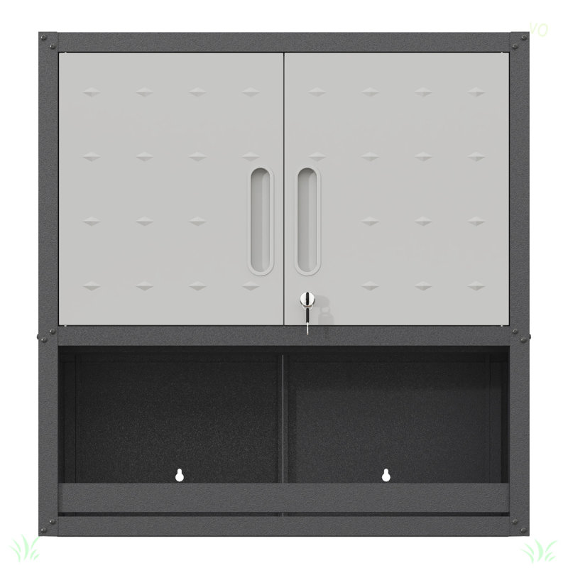 Metal Wall-Mounted Tool Storage Cabinet With Locking Door And 1 Shelf 1 Opened Drawer For Garage Warehouse,Office,Assembly Required