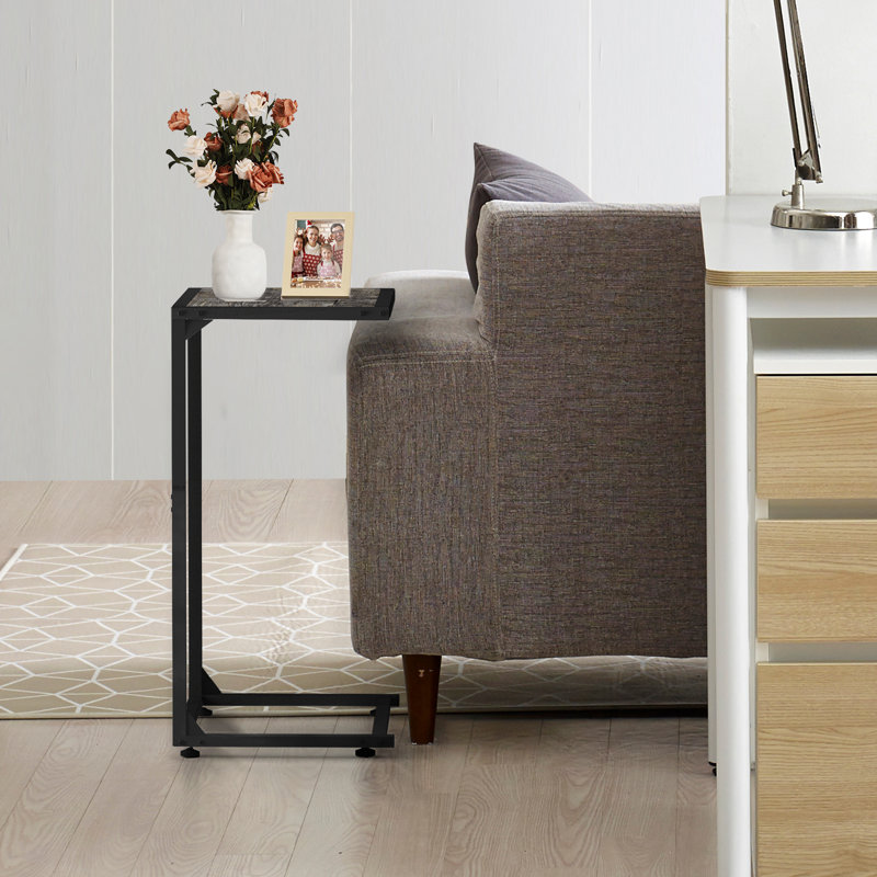 Ensemble de 2 tables d'appoint horizontales en forme de C gris foncé