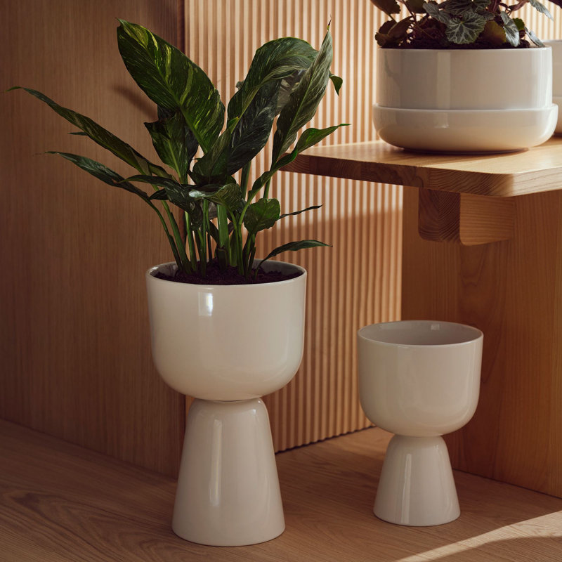 Nappula Ceramic Pot Planter, White, 12.48" H x 7.52" W x 7.52" D