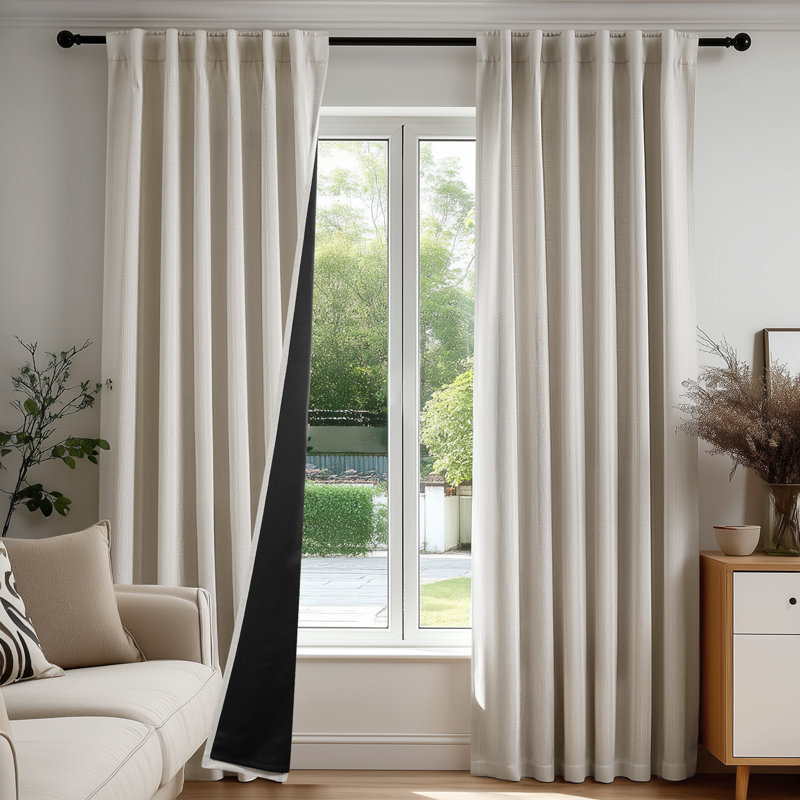 Linen-Look Total Blackout Curtains (Set of 2), 52" W x 96" L, Flaxen