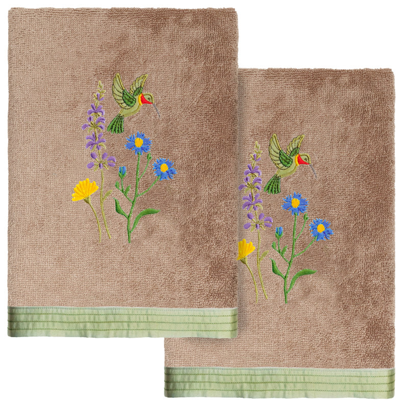 100% Turkish Cotton HADA Embellished Hand Towel, Cocoa
