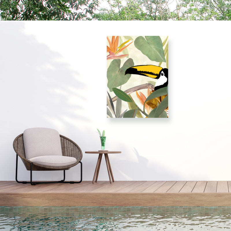 Annie Warren  Parrot In The Leaves I Outdoor  Canvas, H 18 po x l 24 po