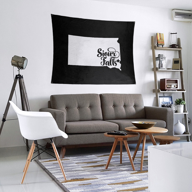 Tapisserie de Sioux Falls, Dakota du Sud, H 27,5 po x l 37,5 po, Noir