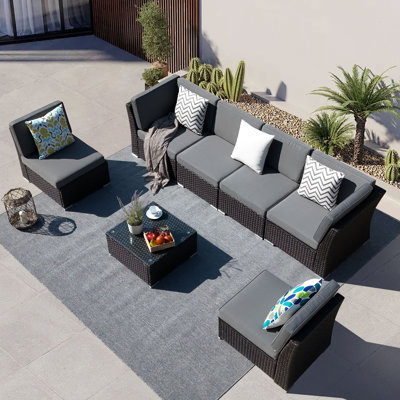 Sanae 7 Piece Sectional Seating Group with Cushions