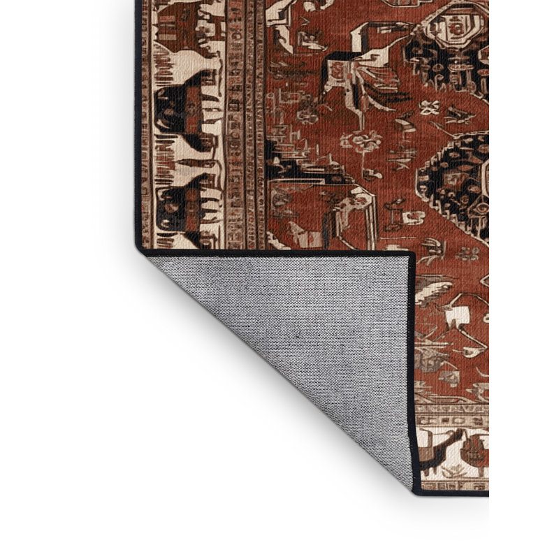 Tapis brun lavable à la machine, Rond 7 pi