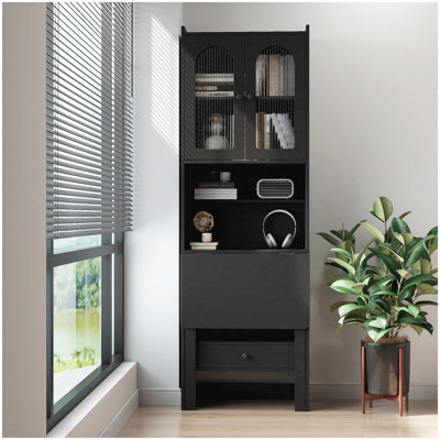 Table d'écriture pliable, armoire de bureau avec tablette et tiroir pour poste de travail multifonctionnel