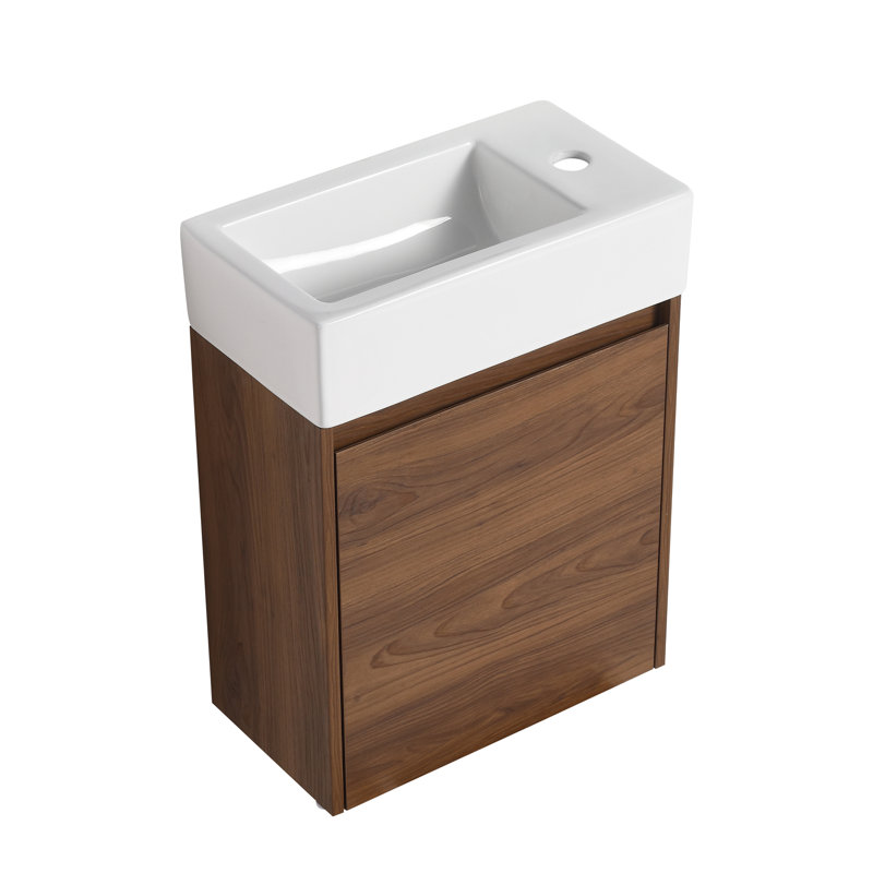 Nozanin 18'' Wall-Mounted Single Bathroom Vanity Set, Brown Ebony
