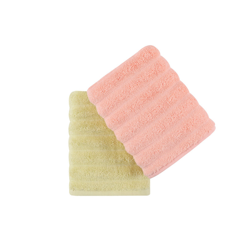 Ensemble de 2 essuie-mains 2 pièces 100% coton, Vert / rose clair