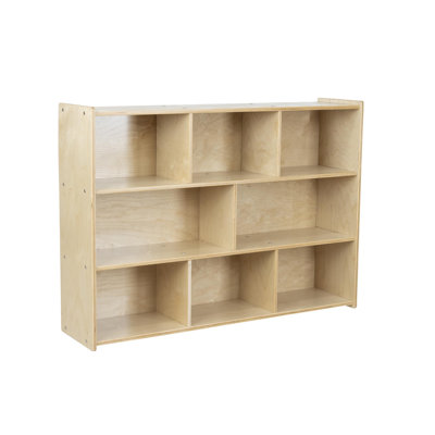 3-Tier Open Shelves Birch Plywood Bookcase, 8-Cube Storage Organizer Display Shelf, 34"H