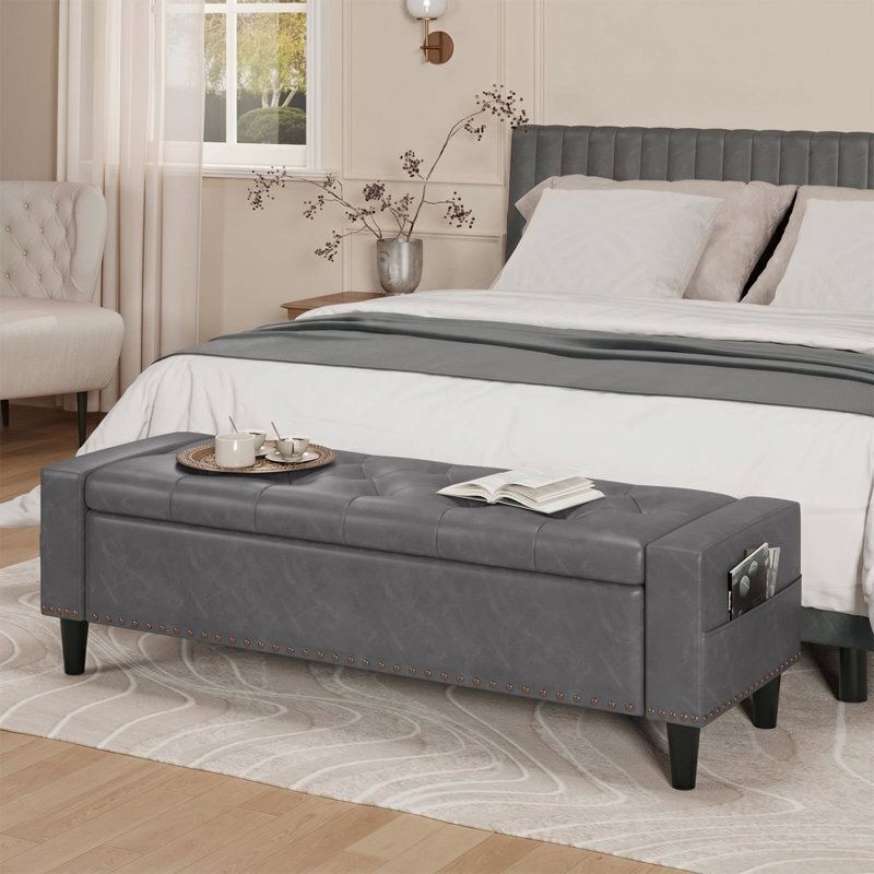 Banc avec repose-pieds 60 po, Gris