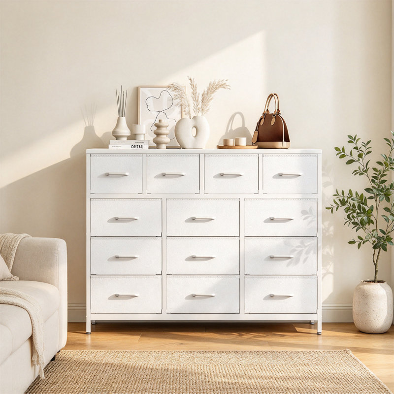 140 cm W Chest of 13 Drawers, White