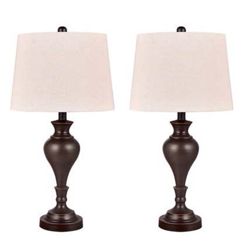Ensemble de lampes de table 27 "avec USB Sandhurst, Bronze, Gruau