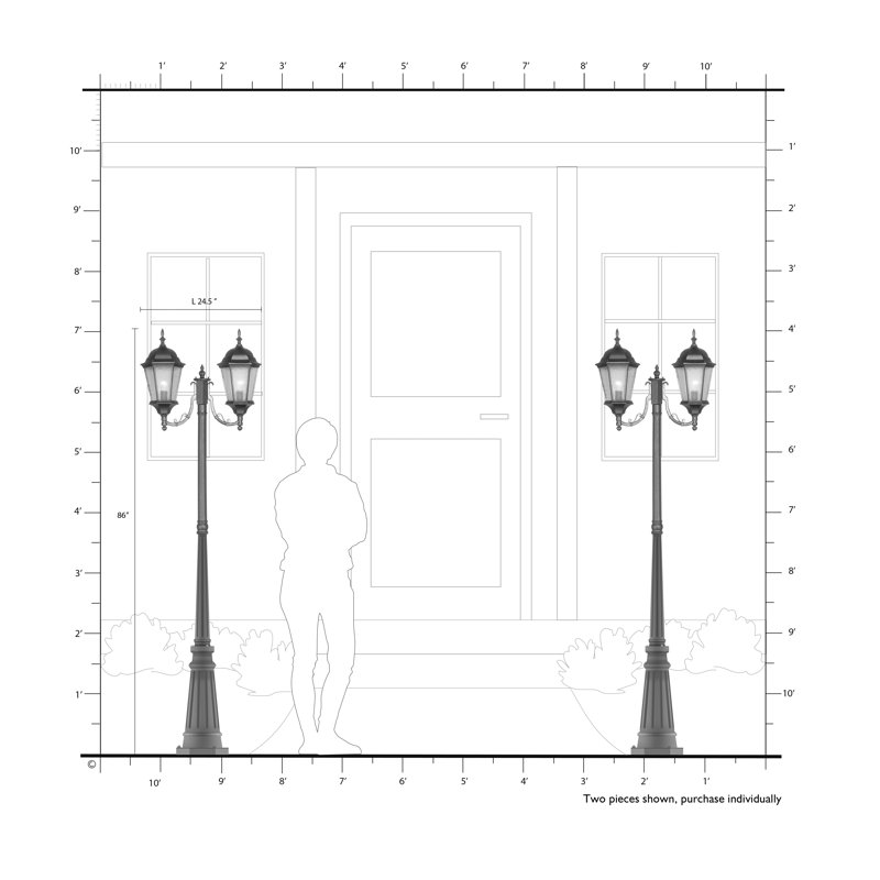 Lampadaire câblé 2 lumières Arelene H 86 "(double), Bronze