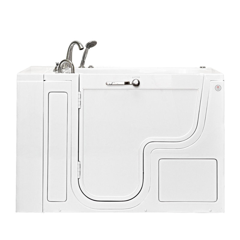 Ella Wheelchair Transfer 32"x52" Acrylic Hydro Massage Walk-In Bathtub, Heated Seat, Fast Fill Faucet, Left