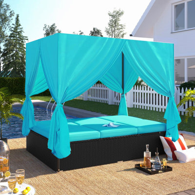 Crescendo Rattan/Wicker Outdoor Patio Sunbed Daybed With Cushions