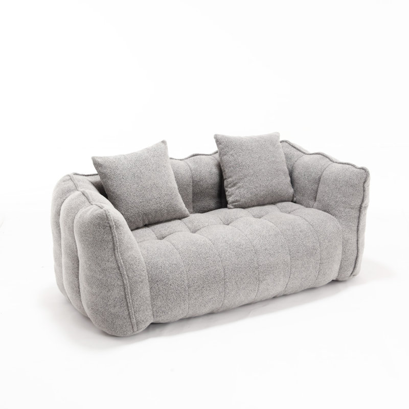  Bean Bag Sofa Large Bean Bag Chair Tufted Loveseat, Gray Chenille