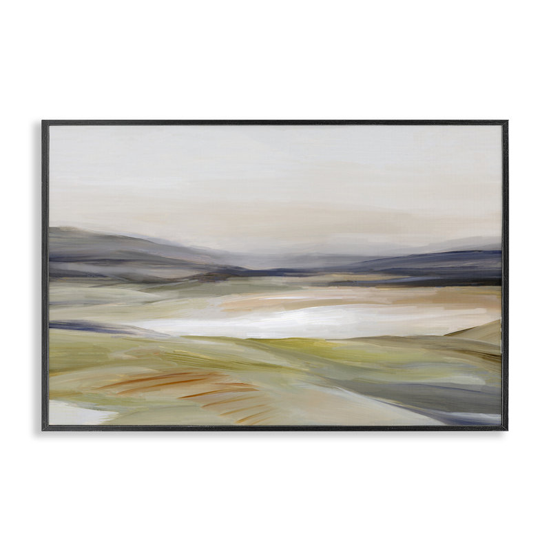 Giclée encadrée «Fading Tranquil Horizon», conception par Hannah Dawson, H 12 po x l 18 po, Giclée encadrée noir minuit