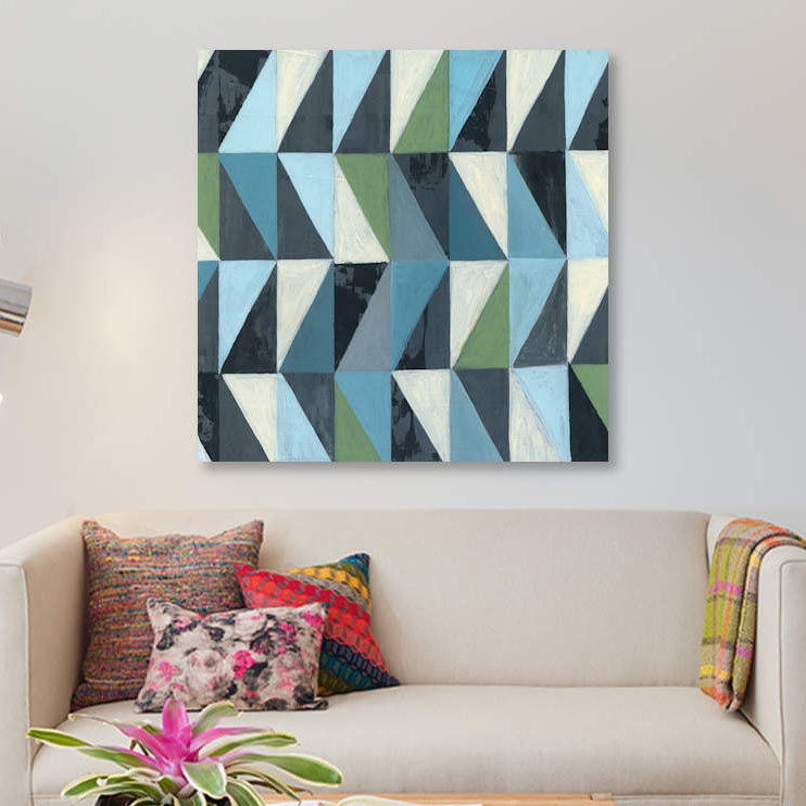 « geometric iii », reproduction sur toile, H 26 po x l 26 po x P 1,5 po, Pas de tapis, Toile tendue