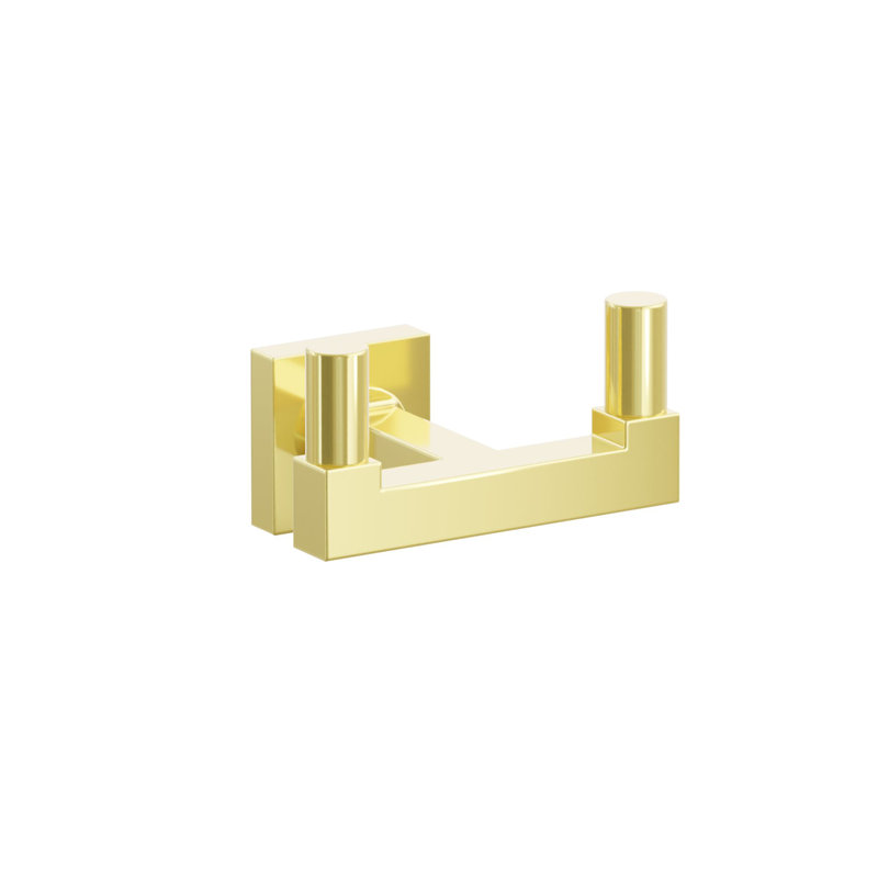 Emtek Select Double Hook w/ Small Square Rosette, Square Stem & Smooth Tip, Unlacquered Brass