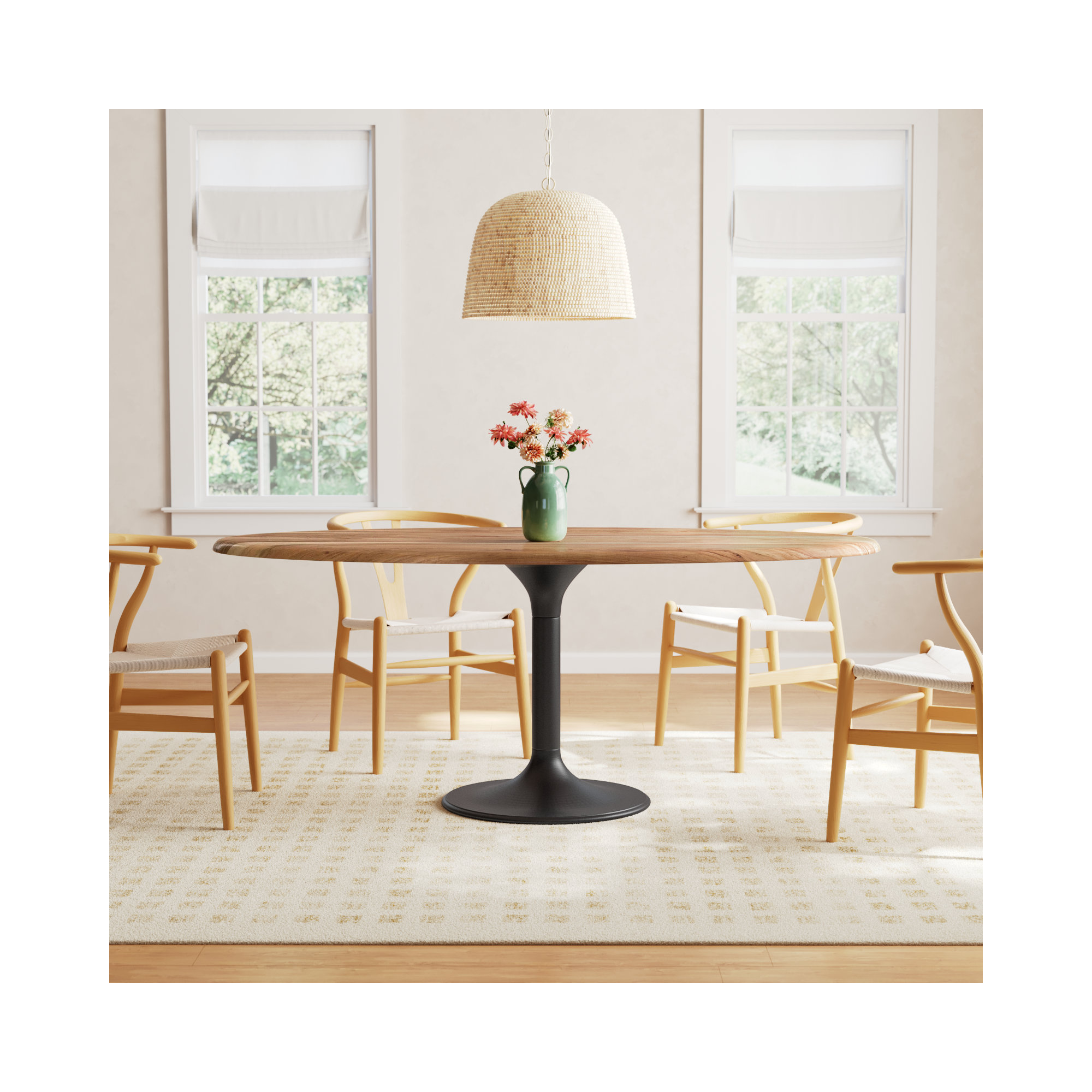 Victorine Modern Dining Table, 30"H x 55"W x 55"D, Wood