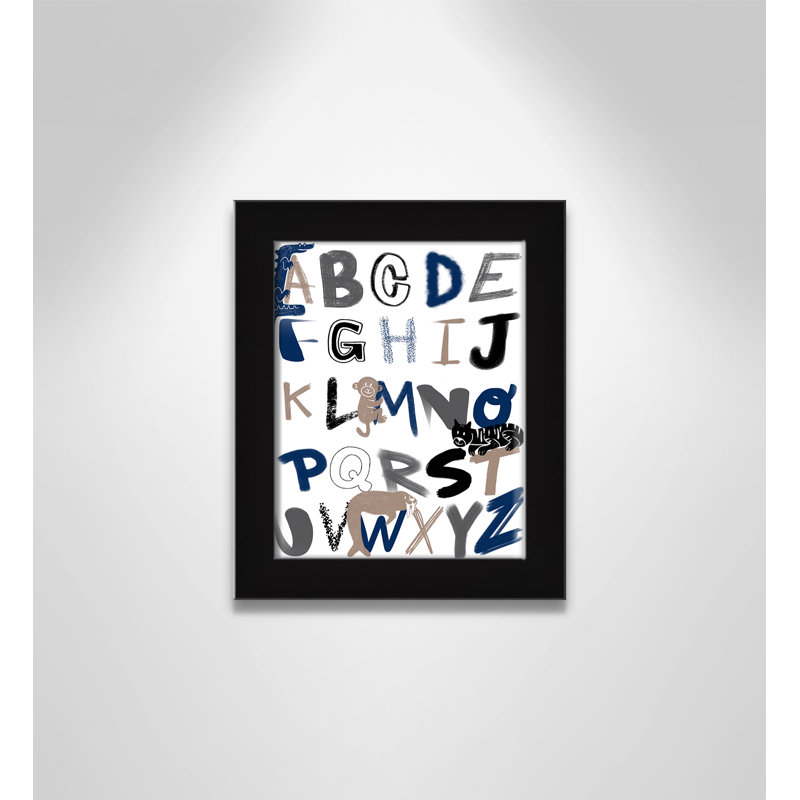 Critter Alphabet 1, impression sur papier, H 10 po x l 8 po x P 0,6 po, Encadré plat noir