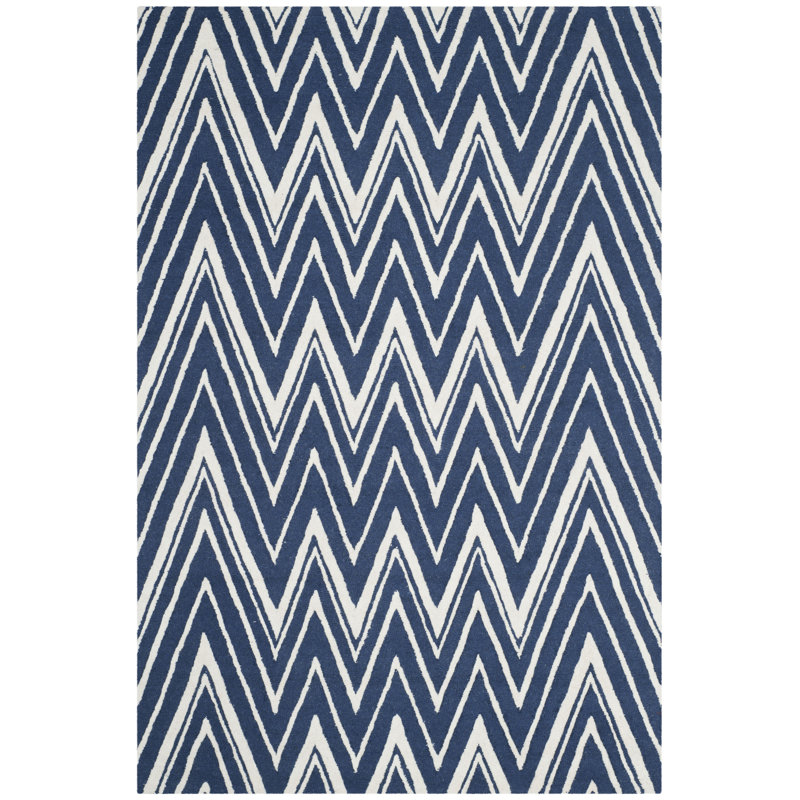 Saxmundham Chevron Wool Hand Woven Area Rug, Rectangle 152 x 244 cm
