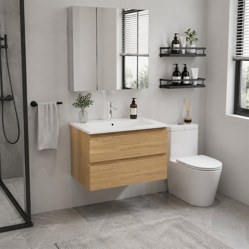 Meuble-lavabo mural suspendu de 36 pouces, Chêne