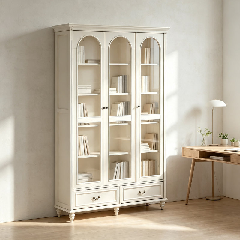 Bibliothèque américaine de style crème rétro