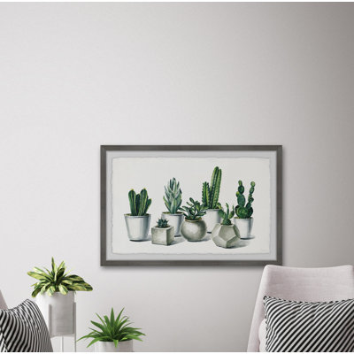 Ceramic Potted Cactus by Parvez Taj - Single Picture Frame Painting