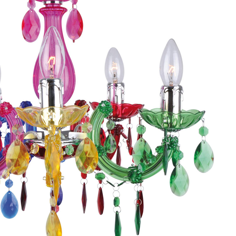 Quintana 5 - Light Candle Style Chandelier, Pink/Yellow/Green, 120cm H x 46cm W x 46cm  D