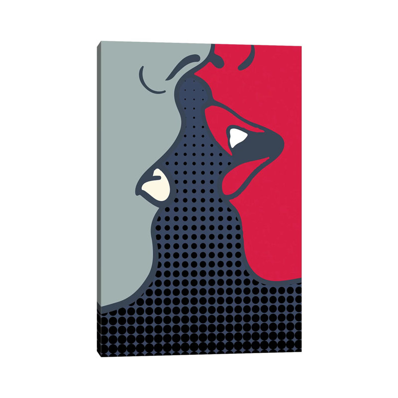 The Kiss by Kubistika - Wrapped Canvas Print, 20.32 cm H x 30.48 cm W
