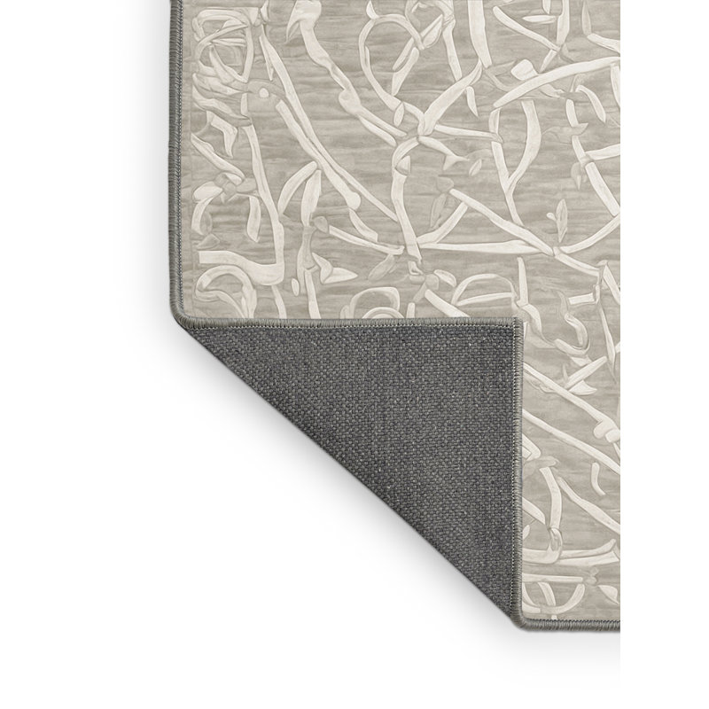 Tapis gris soyeux et moelleux, Rond 4 pi