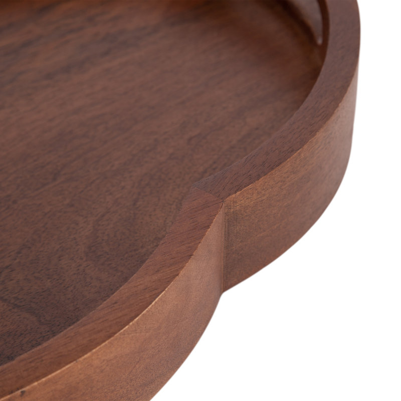 Winstead Scalloped Mango Wood Serving Tray, Noyer brun