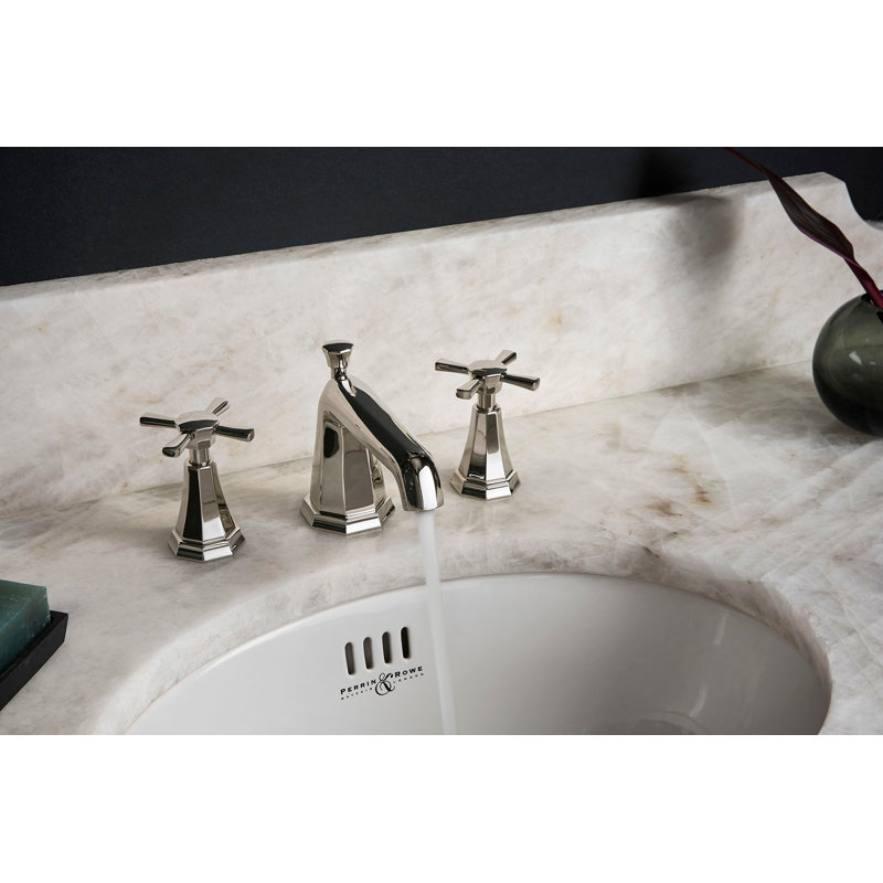 Deco Widespread Bathroom Faucet with Drain Assembly, Polished Nickel