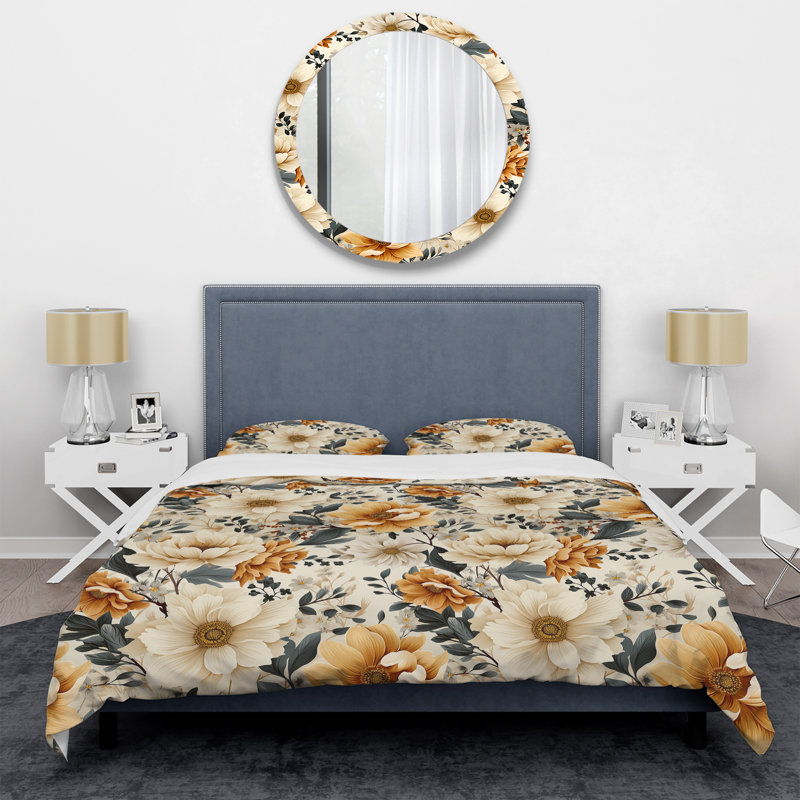 Ensemble de housse de couette Rustic Floral Warmth Brilliance I, Housse de couette pour très grand lit et 2 très