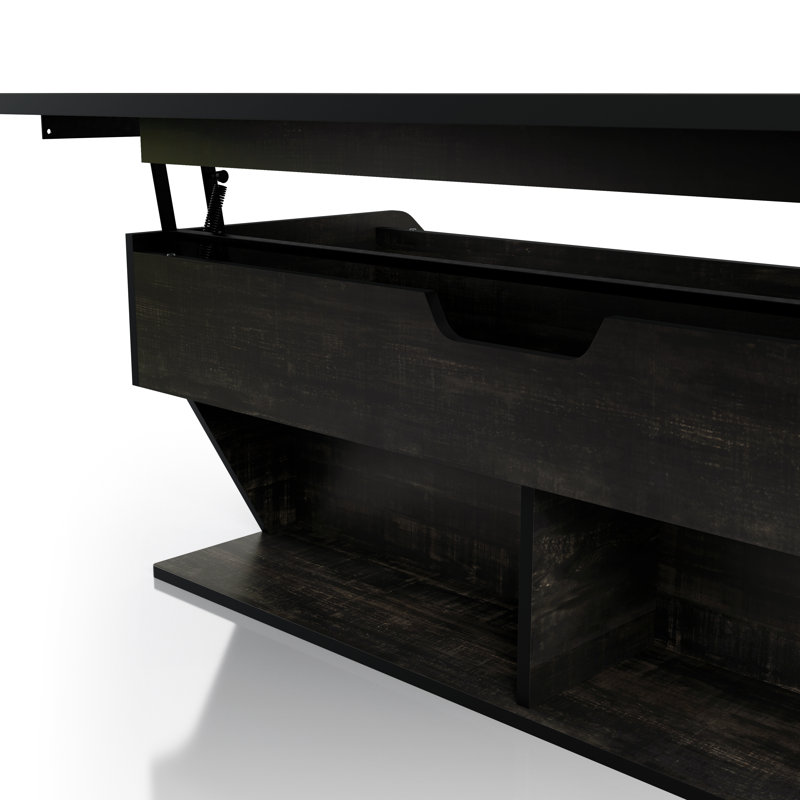 Huge Rectangular Wood Lift-Top Cocktail Table with Storage