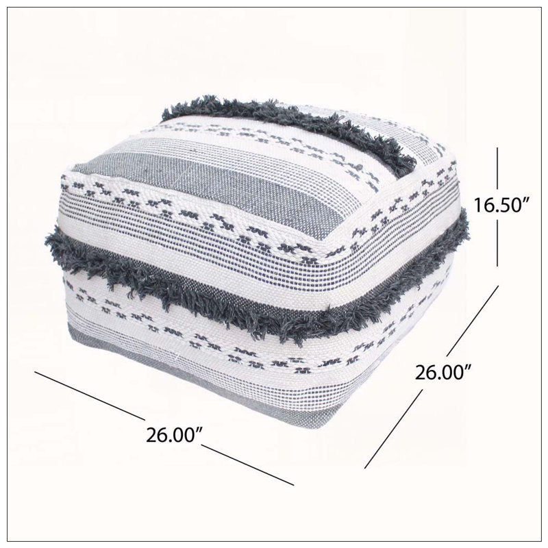 Grand pouf en faux fil de couleur gris ivoire